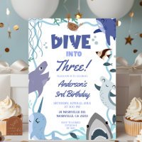 Animales marinos Boy se sumergen en la invitación 