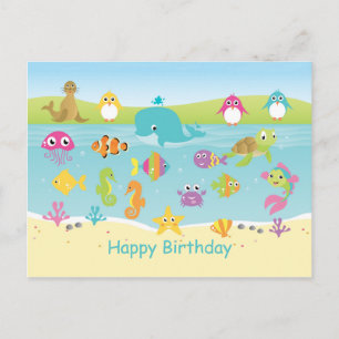 Animales marinos de mar de mar Niños Postales de c