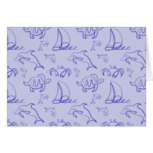 Animales marinos y patrón de dibujo de una línea