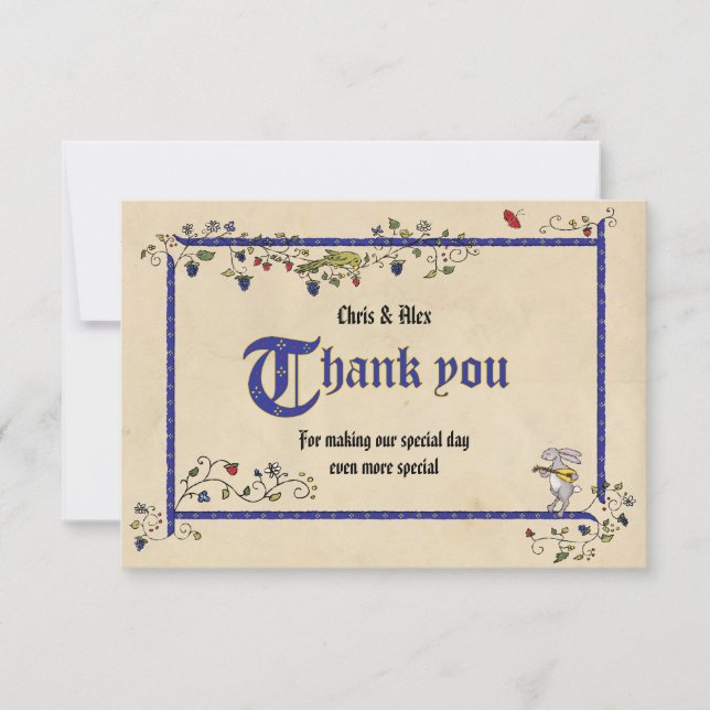 Animales medievales gracias tarjeta plana (Anverso)