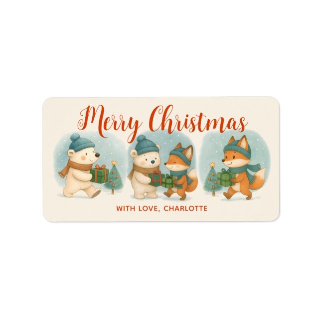 Animales Navideños Acogedores - Pegatina Festiva A (Frente)