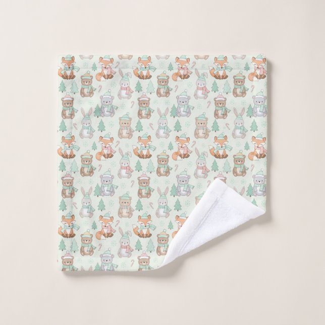 Animales Navideños Adorables Patrón Continuo (Toallita)
