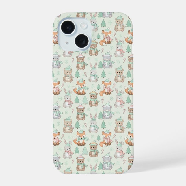 Animales Navideños Adorables Patrón Continuo (Reverso )