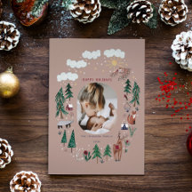 Animales nórdicos del bosque de nieve Navidad Fies