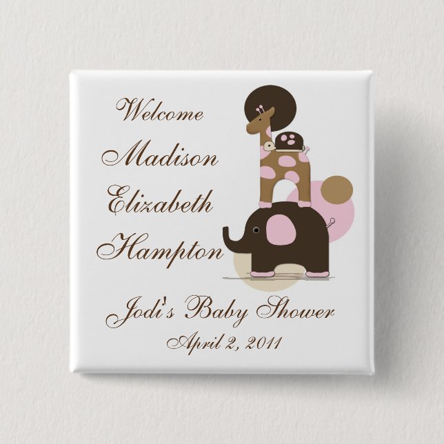 Animales rellenos con botón personalizado rosado (Anverso)