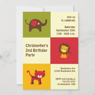 Animales retro invitación a fiesta de cumpleaños d