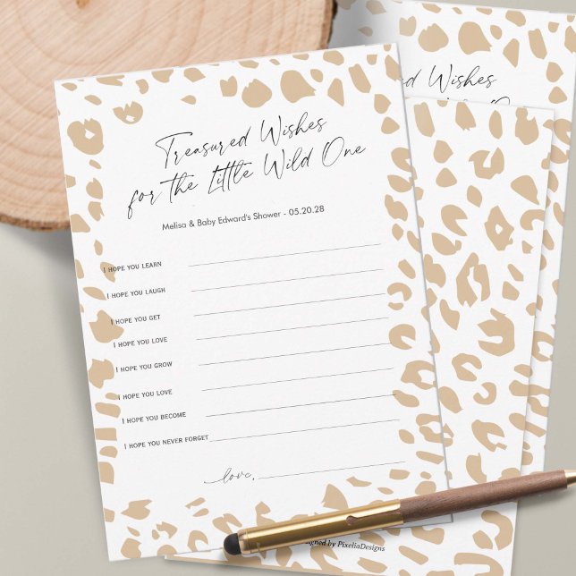 Animales Safari Imprenta deseos para tarjeta de be (Gender Neutral Baby Shower wishes for baby card, Safari Animal Prints Themed Shower.)