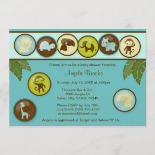 Animales Safari Invitación a Baby Shower DDS