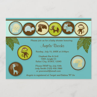 Animales Safari Invitación a Baby Shower DDS