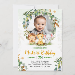 Animales Safari Invitación de cumpleaños Salvaje a