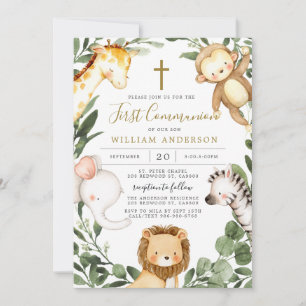 Animales Safari Invitación de la Primera Comunidad