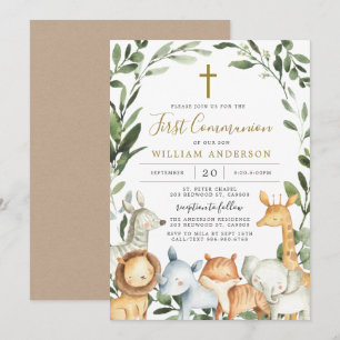 Animales Safari Invitación de la Primera Comunidad