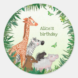 Animales Safari pegatinas de la fiesta de cumpleañ