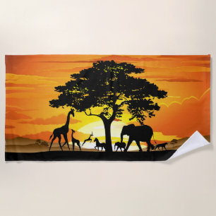 Animales salvajes al atardecer en la sabana africa