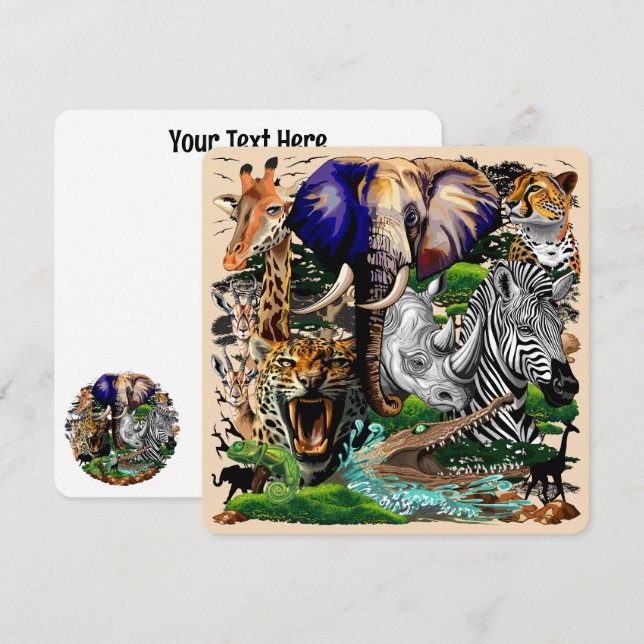 Animales salvajes de sabana africanos (Anverso / Reverso)