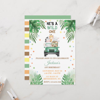 Animales salvajes de Safari invitaciones de un cum