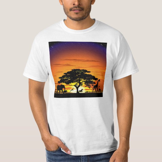 Animales salvajes en camiseta de Savannah Sunset (Anverso)