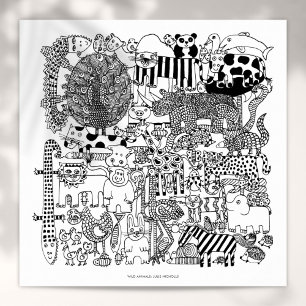 Animales salvajes Impresión de dibujos en blanco y