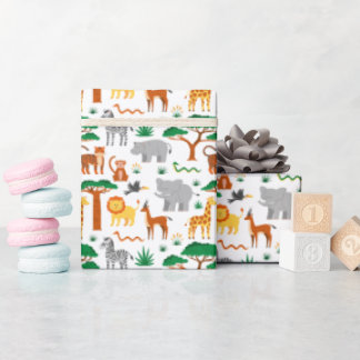 Animales salvajes lindos papel de regalo para niño