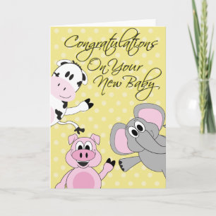 Animales - Tarjeta de saludo de Recién nacido