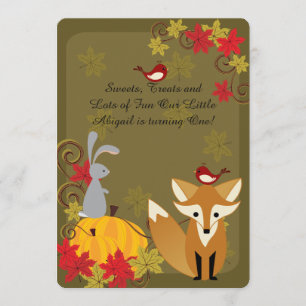 Animales Woodland Invitación de otoño a cumpleaños
