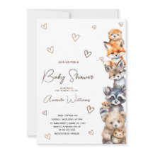 Animales Woodland Invitación moderna a Baby Shower