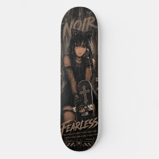 Anime Cat Girl Goth Black Skateboard Deck