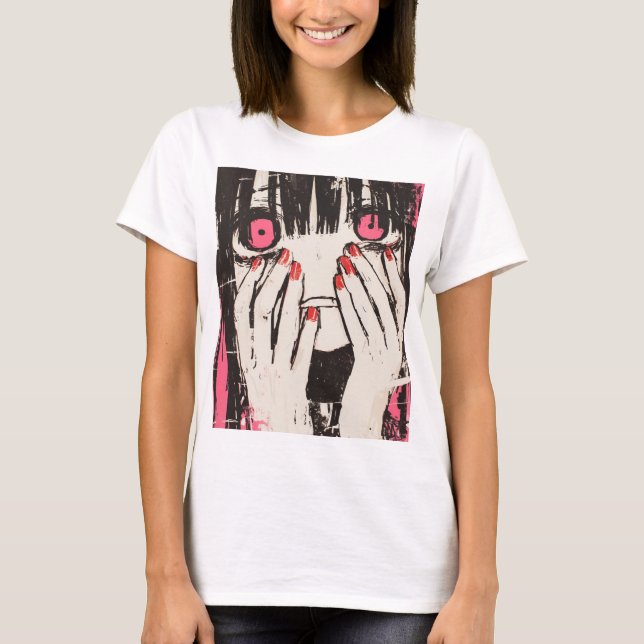 Anime Chica Impreso Camiseta (Anverso)