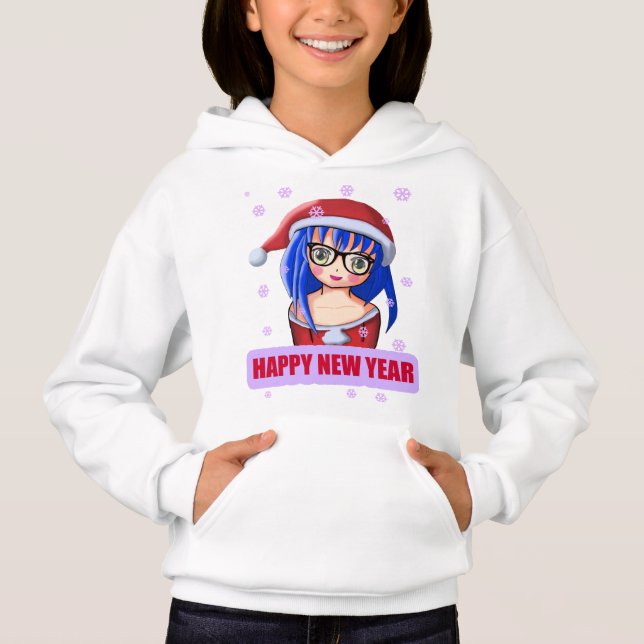 Anime Chica Santa Hat Hoodie (Anverso)