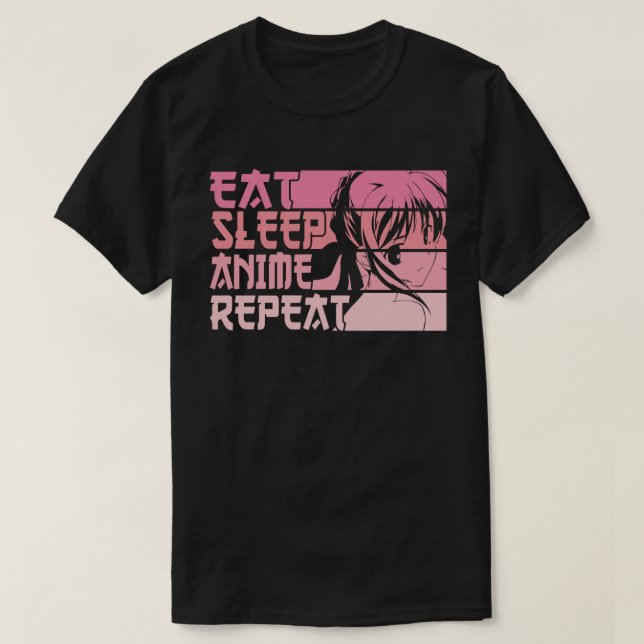 Anime Eat Sleep Anime Repetir Camiseta (Diseño del anverso)