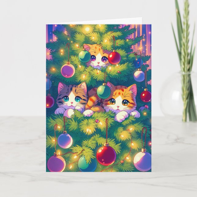 Anime Kitty en un árbol de Navidad (Anverso)