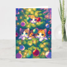 Anime Kitty en un árbol de Navidad