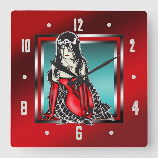 Anime Personalizado Vampiro Chica reloj de pared (Anverso)