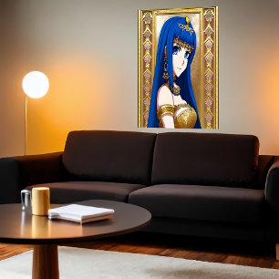 Anime princesa ojos azules y pelo Poster de arte