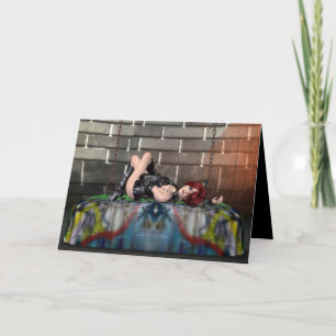 Anime Redhead desfila en la tarjeta de felicitació