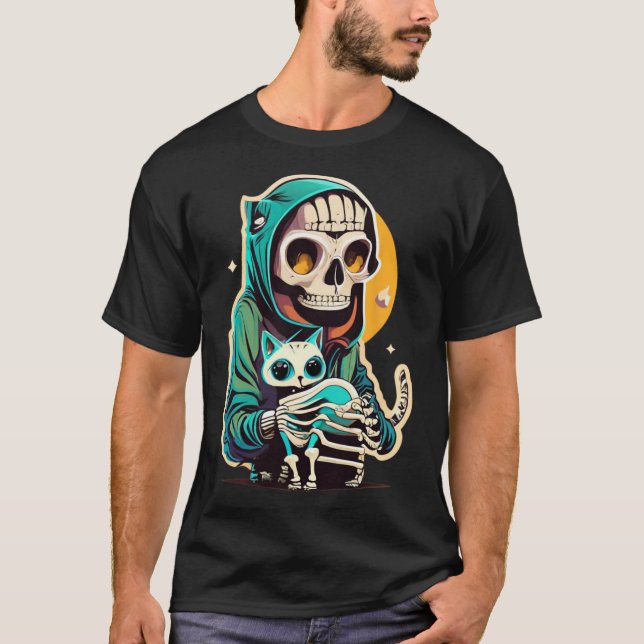 Anime Skeleton Sostenía Una Camisa De Gato Lazy Ha (Anverso)