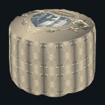Aniversario 19/8 Boda Pouf<br><div class="desc">Desgraciadamente, un suntuoso puf para ELLA para honrar su decimonoveno u octavo aniversario, bronce, boda con emblema del corazón y texto de medallón, ¡¿qué tan especial es eso?! Gráficos rosas bronce con mi patrón cardíaco enmarcando su foto favorita. Si quieres cualquier personalización o ilustracion hecho solo para ti, sólo envíame...</div>