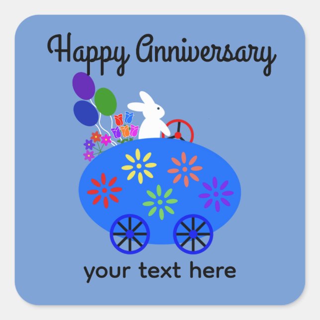 Aniversario Bunny Riding Eging Car #2 Pegatinas (Anverso)