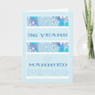 Aniversario de Boda, 36 Años, Tarjeta Azul