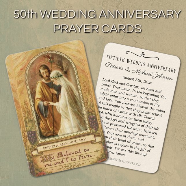 Aniversario de Boda católico a favor de tarjeta sa (50th Catholic Wedding Anniversary Prayer Cards )