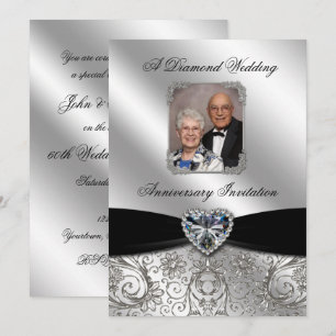 Aniversario de Bodas de Diamante Invitación de Fot