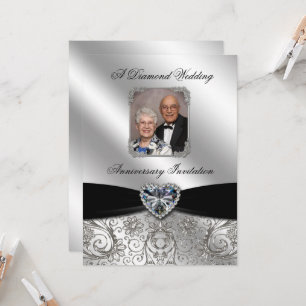 Aniversario de Bodas de Diamante Invitación de Fot