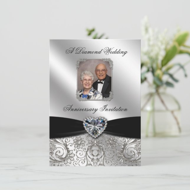 Aniversario de Bodas de Diamante Invitación de Fot (Anverso de pie)