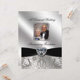 Aniversario de Bodas de Diamante Invitación de Fot