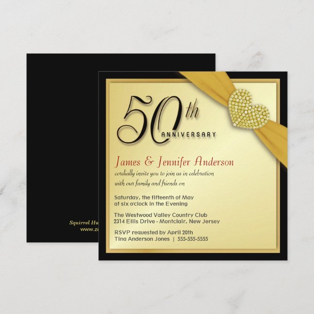Aniversario de bodas número 50 - Invitaciones de o (Anverso / Reverso)