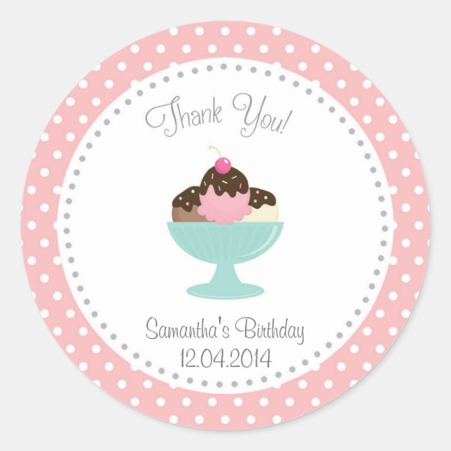 Aniversario De La Crema De Hielo Gracias Pegatina  (Anverso)