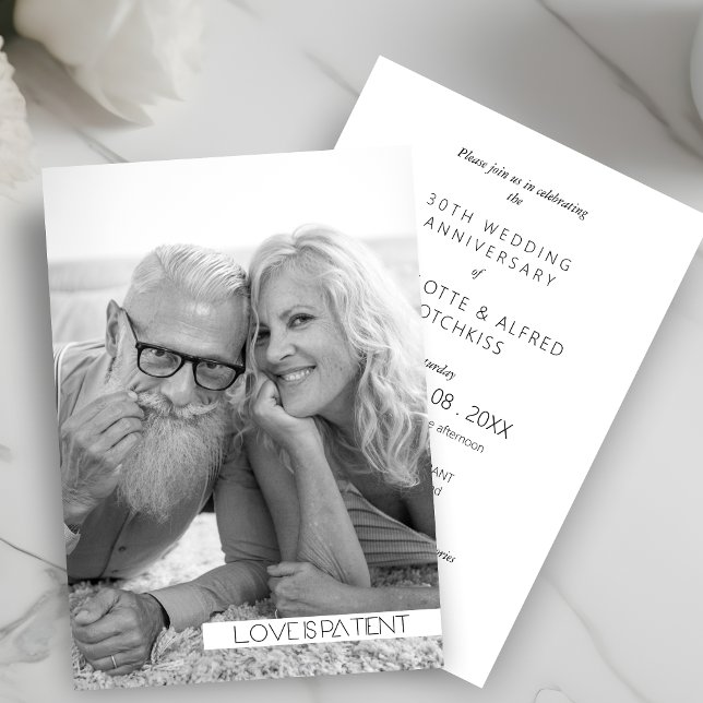 Aniversario de la foto en blanco y negro de todos  (Black & White Photo All Wedding Anniversary Announcement.)