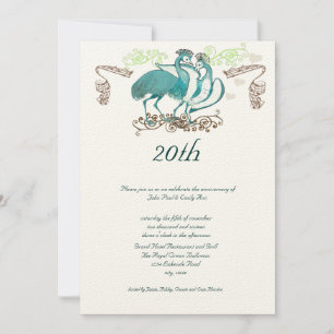 Aniversario de la invitación de los pájaros amoros