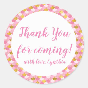 Aniversario de la sirena rosa Gracias Pegatinas de