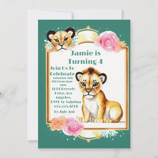 Aniversario de los niños con una invitación a un c (Anverso)